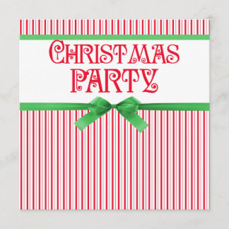 Christmas Party Striped Classy Square Ribbon Look Invitation