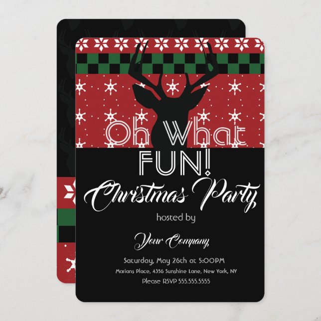 Christmas Party Sweater Deer Ugly Sweater  Invitation (Front/Back)