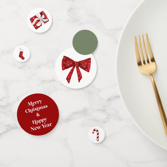 Christmas Party Table Confetti Red Bow Table Decor (Group)