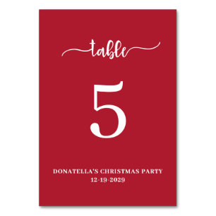 Christmas Party Table number Card