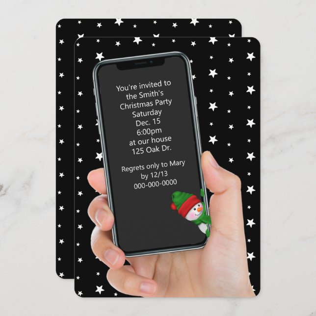 Christmas Party Text Message On Phone Invitation (Front/Back)