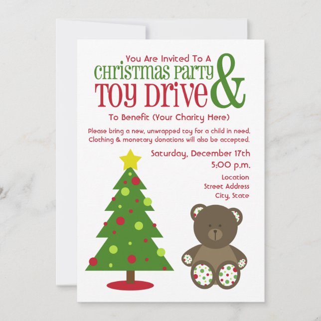 Christmas Party & Toy Drive Invitation (Front)