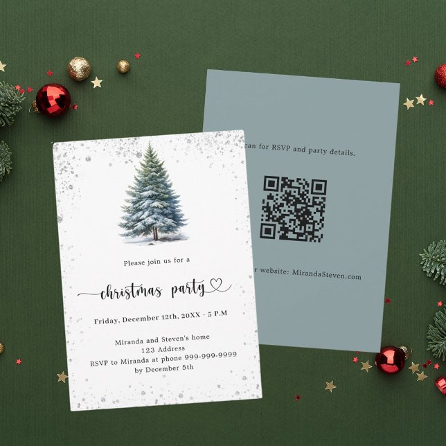 Christmas Party tree snow hand-drawn QR code Invitation (Creator Uploaded)