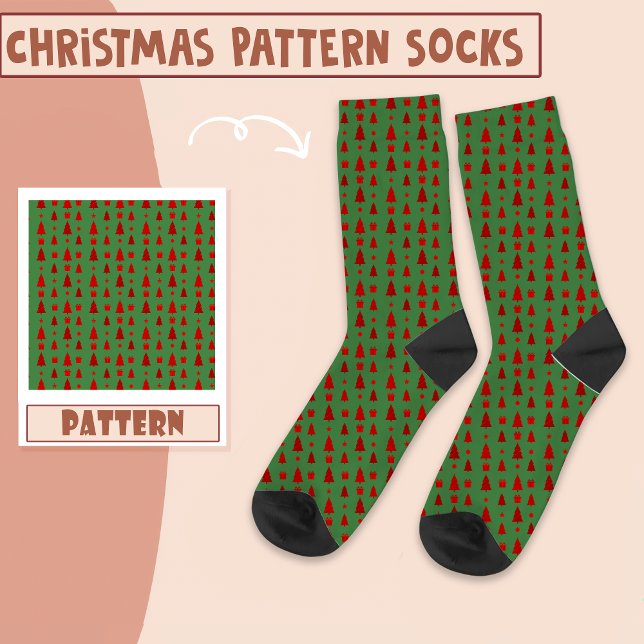 Christmas Party Trees Red And Green Pattern  Socks (Creator Uploaded)