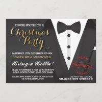 Christmas Party Tuxedo Bow Tie Ball Dinner Invite