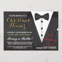 Christmas Party Tuxedo Bow Tie Ball Dinner Invite