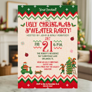 Christmas Party Ugly Sweater Funny Adult Holiday Invitation