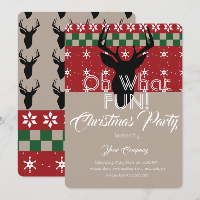 Christmas Party Ugly Sweater Vintage Invitation (Front/Back)