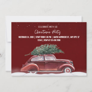 Christmas party Vintage car Invitation