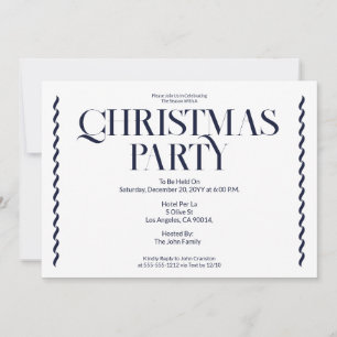 Christmas Party Vintage Elegant blue Invitation