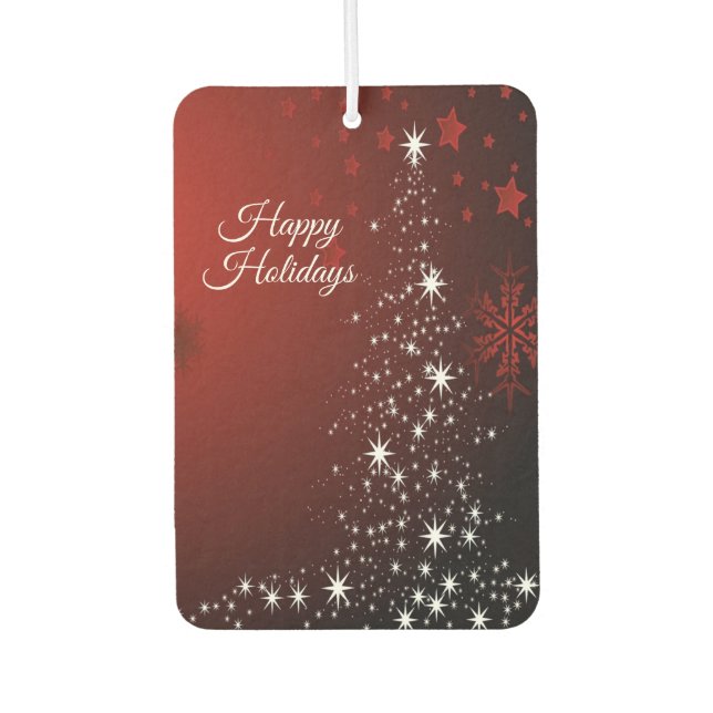 Christmas Party White Stars Tree Red Snowflakes Car Air Freshener (Front)