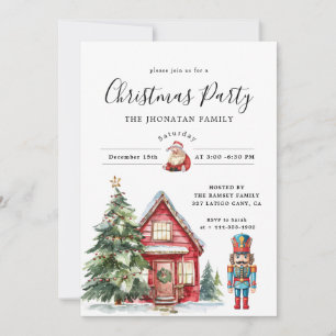 Christmas Party Winter Botanical Invitation