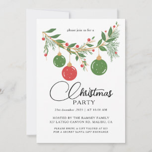 Christmas Party Winter Botanical Invitation