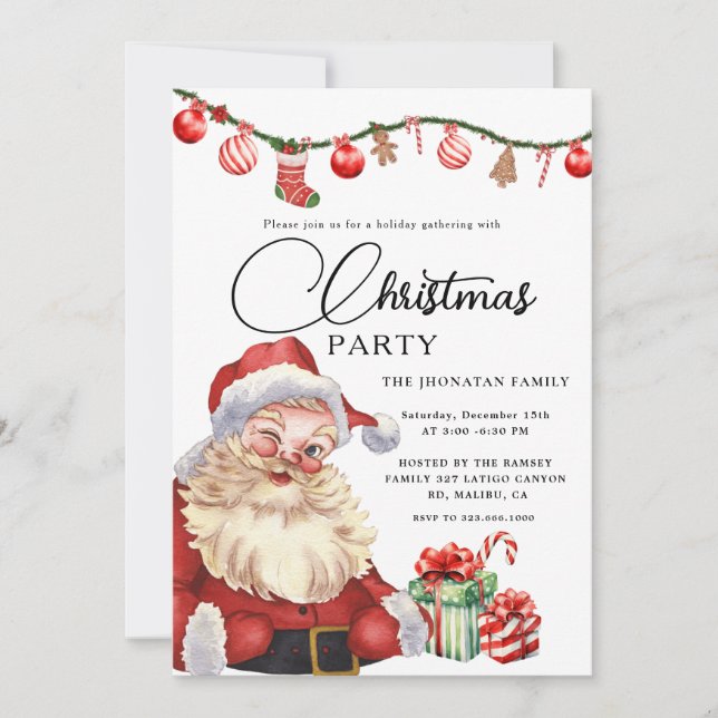 Christmas Party Winter Botanical Invitation (Front)