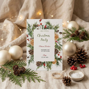 Christmas Party Winter Botanical Invitation