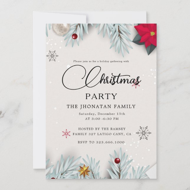 Christmas Party Winter Botanical Invitation (Front)