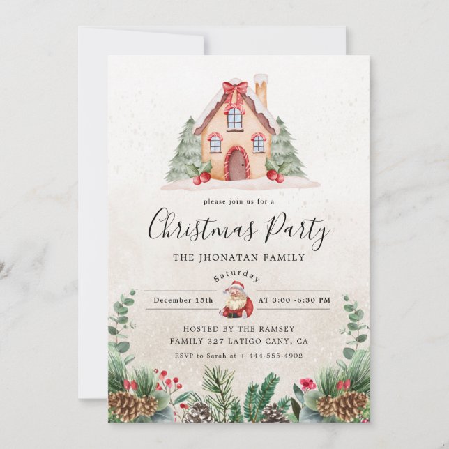 Christmas Party Winter Botanical Invitation (Front)