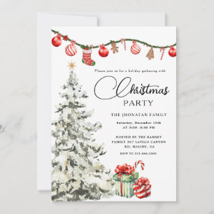 Christmas Party Winter Botanical Invitation