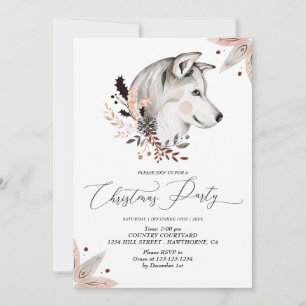Christmas Party Winter husky dog Invitation