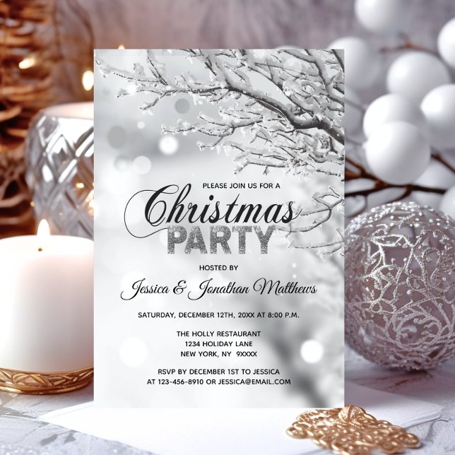 CHRISTMAS PARTY Winter Wonderland Snow 3"x5" Invitation (CHRISTMAS PARTY Winter Wonderland Snow 3x5 Invitation)