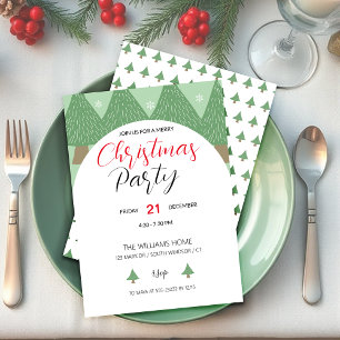 Christmas Party With Illustrated Tree Invitation