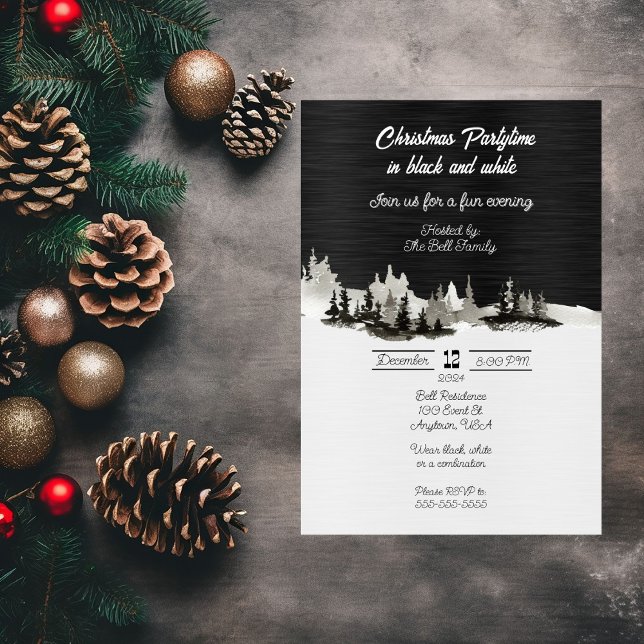 Christmas Partytime in Black & White Invitation (Creator Uploaded)