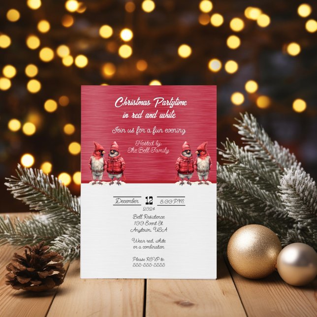 Christmas Partytime in Red & White Invitation (Creator Uploaded)