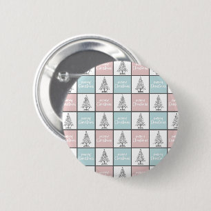 Christmas Pastel Blue and Pink Modern Pattern 6 Cm Round Badge