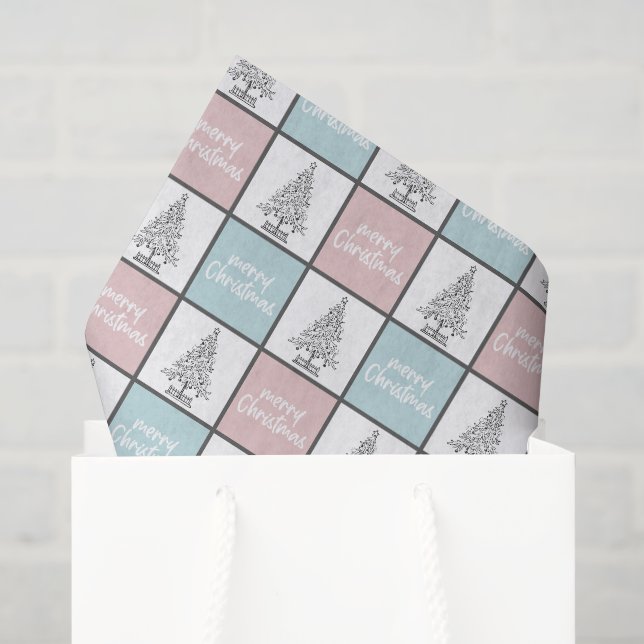 Christmas Pastel Blue and Pink Modern Pattern Tissue Paper (Gift Bag)