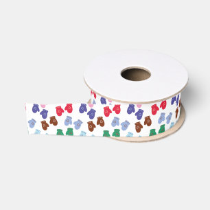 Christmas Pastel Cosy Winter Gloves Grosgrain Ribbon