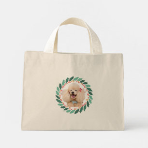 Christmas pastel pink poodle tote bag Custom Photo