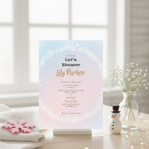 Christmas Pastel Winter Snowflake Baby Shower Invitation
