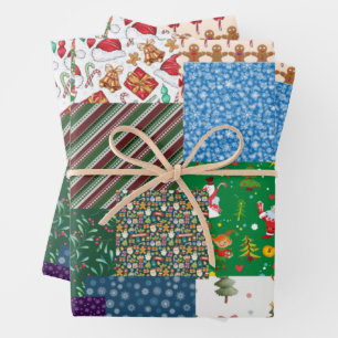 Christmas Patchwork Mixed Colour Wrapping Paper Sheet