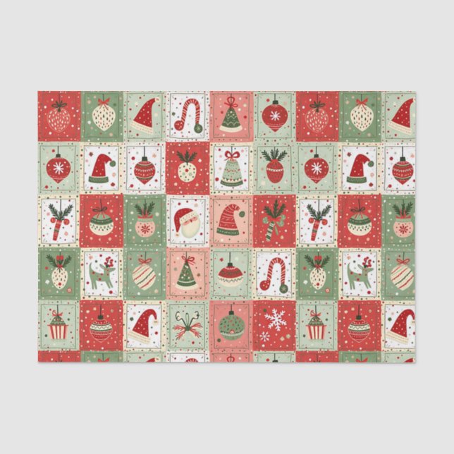 Christmas Patchwork Quilt Tissue Paper (Front)