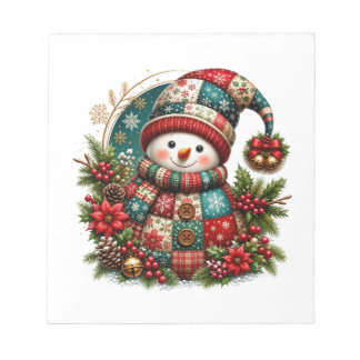 Christmas Patchwork Snowman Notepad