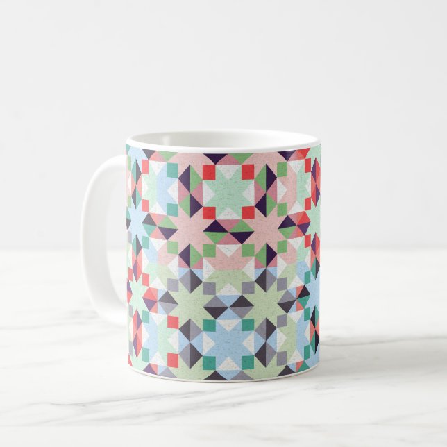 Christmas patchwork star  coffee mug (Front Left)