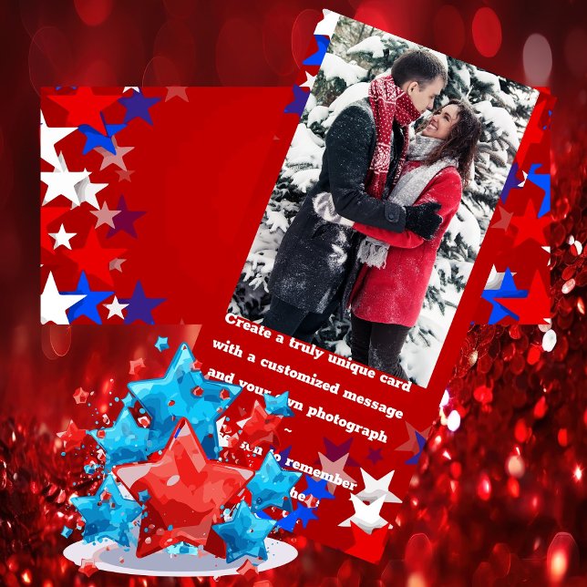 Christmas Patriotic | Holiday USA Photo Card (Tried and True Patriots - Ring in the Season's Holidays With Red White & Blue)