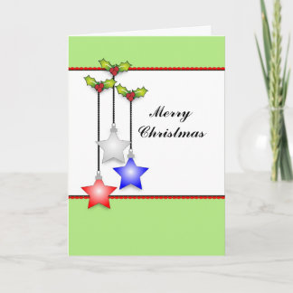 Christmas Patriotic Ornaments, Merry Christmas Holiday Card