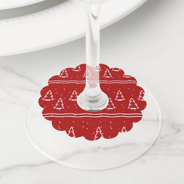 Christmas Pattern 116 Wine Glass Tag (Close Up)