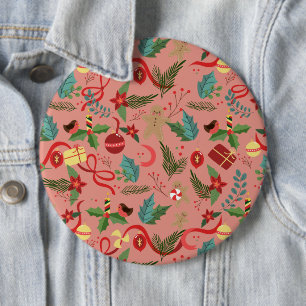 Christmas Pattern 2 6 Cm Round Badge