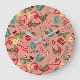 Christmas Pattern 2 Large Clock