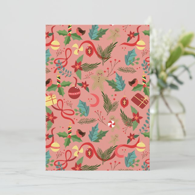 Christmas Pattern 2 Thank You Card (Standing Front)