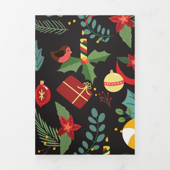 Christmas Pattern 3 Tri-Fold Holiday Card (Cover)