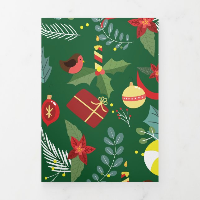 Christmas Pattern 5 Tri-Fold Holiday Card (Cover)