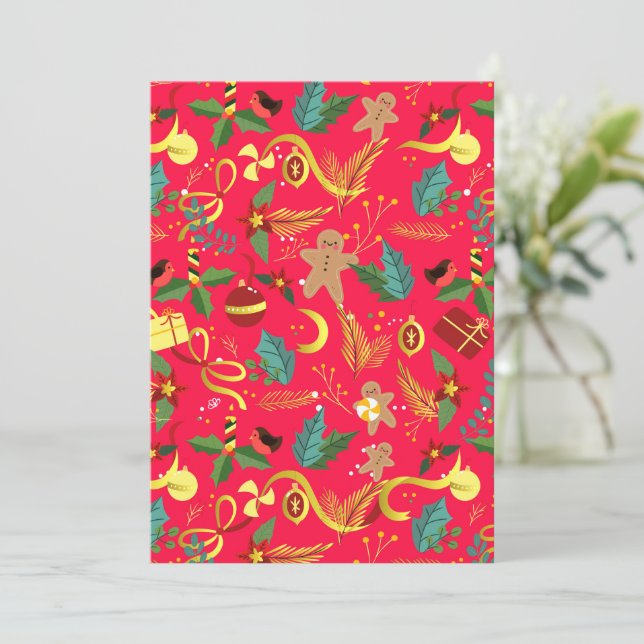 Christmas Pattern 6 Thank You Card (Standing Front)