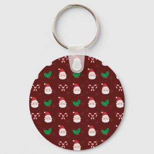 Christmas Pattern Aluminum Circle Keychain
