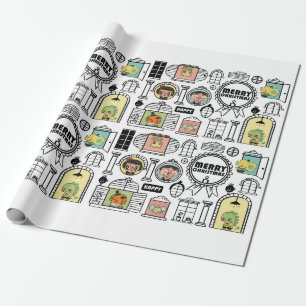 Christmas Pattern Animal Window Design Wrapping Paper