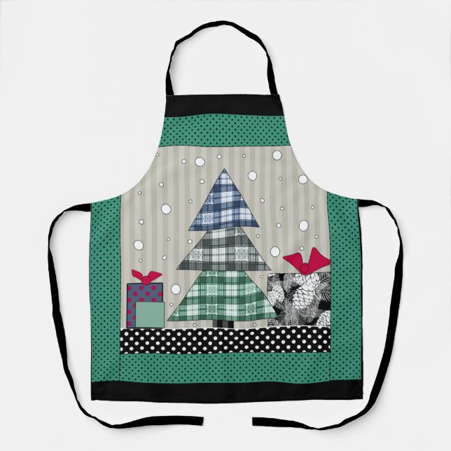 Christmas pattern, applique, new year, christmas  apron (Front)