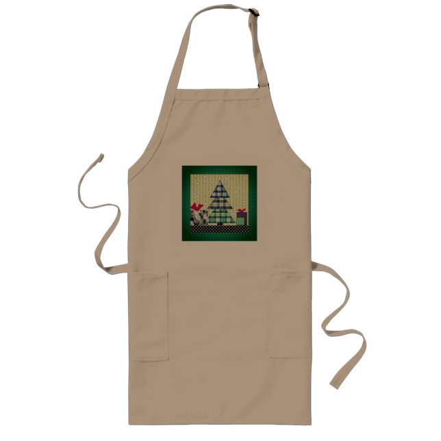 Christmas pattern, applique, new year, christmas  long apron (Front)