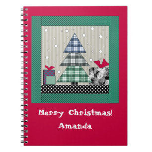 Christmas pattern, applique, new year, christmas   notebook